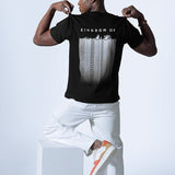 crew neck collar Black & White cotton Tshirt Fadeout 