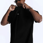 crew neck collar oversized Cotton Black T-shirt