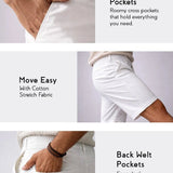 Stroll White Stretch Cotton Shorts for men