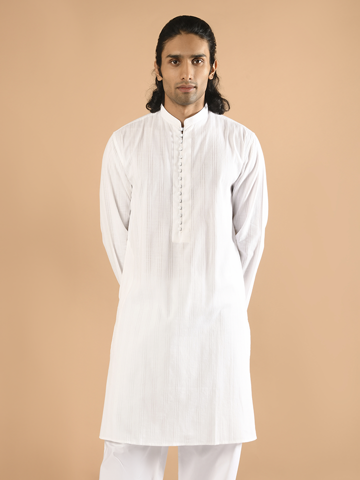 Mandarin Collar Dobby Kurta - Sattva