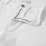 White Knitted Denim Cotton Shorts - Verve