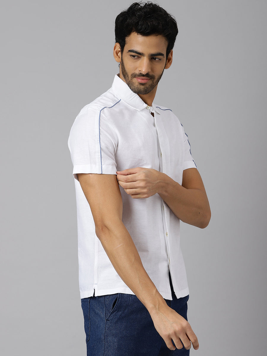 Resort Collar Half Sleeve White Shirt - Cubania