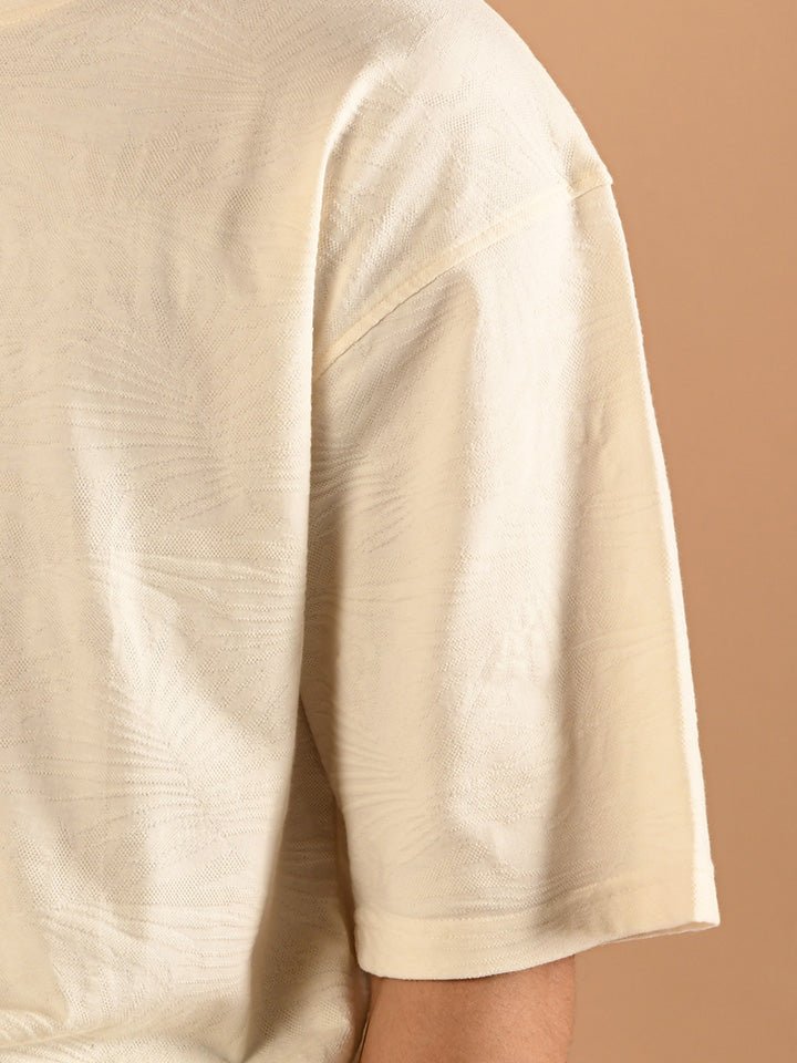 Off-White Drop Shoulder Crew Neck T-Shirt - Paradise