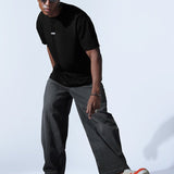 crew neck collar oversized Cotton Black T-shirt