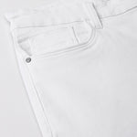 White Knitted Denim Cotton Shorts - Verve