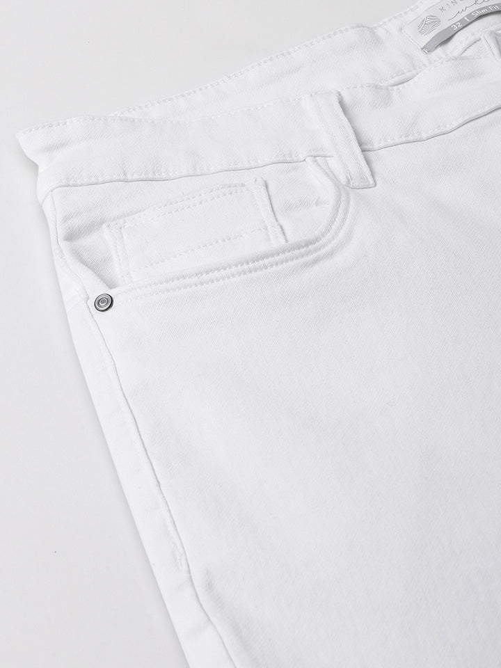 White Knitted Denim Cotton Shorts - Verve