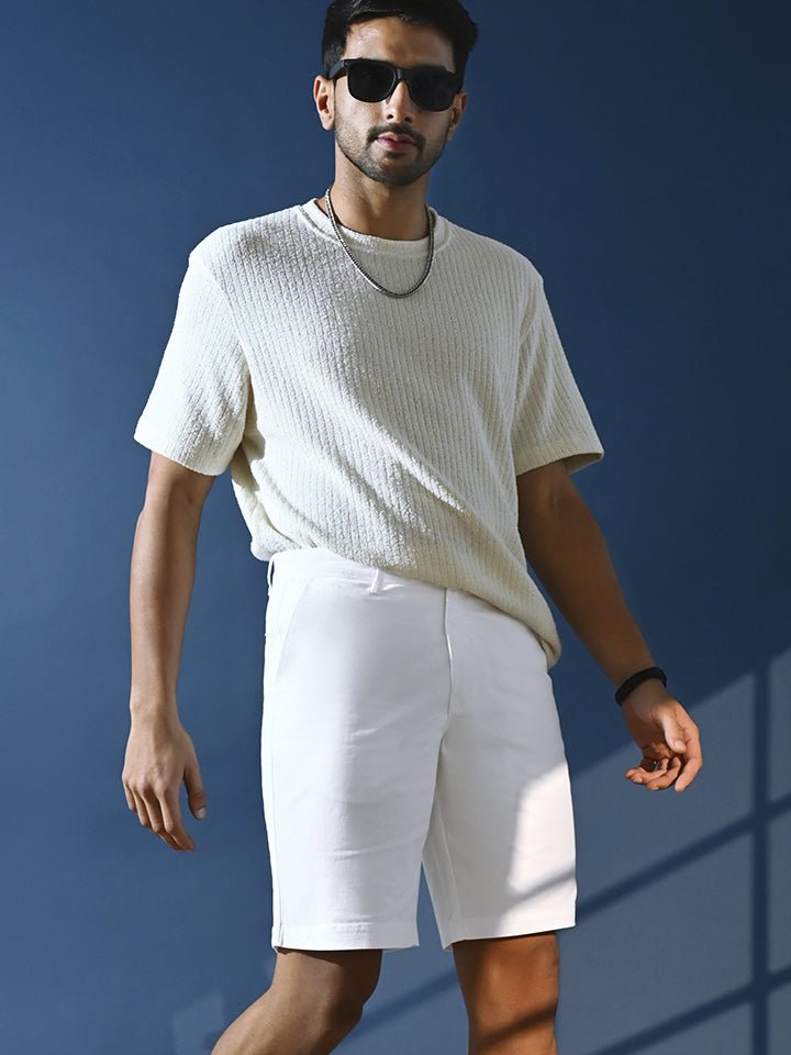 White Cotton Stretch Shorts - Stroll