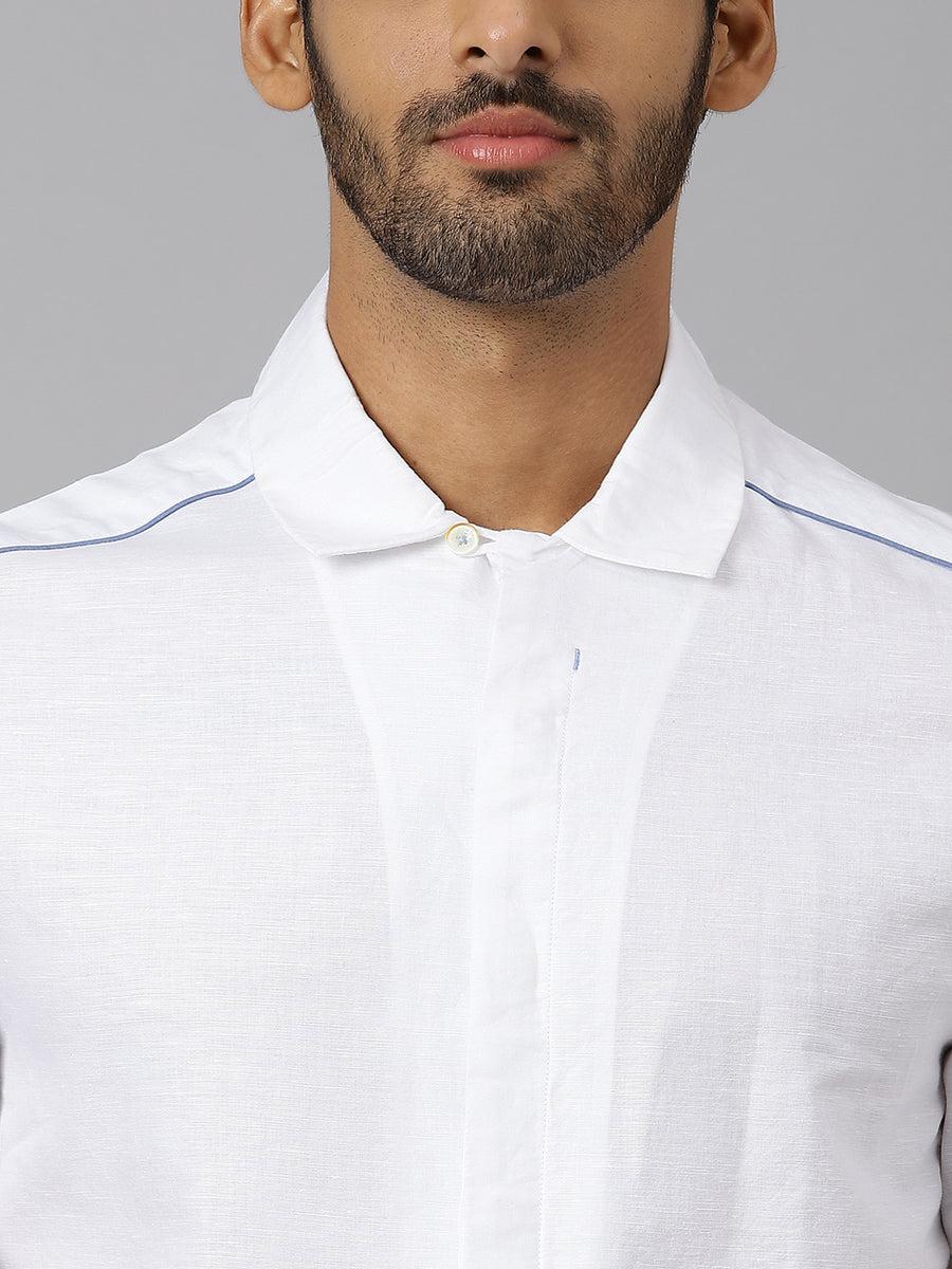 Resort Collar Half Sleeve White Shirt - Cubania