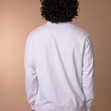 White Full-Sleeve Cotton Crew Neck T-Shirt - Emblem
