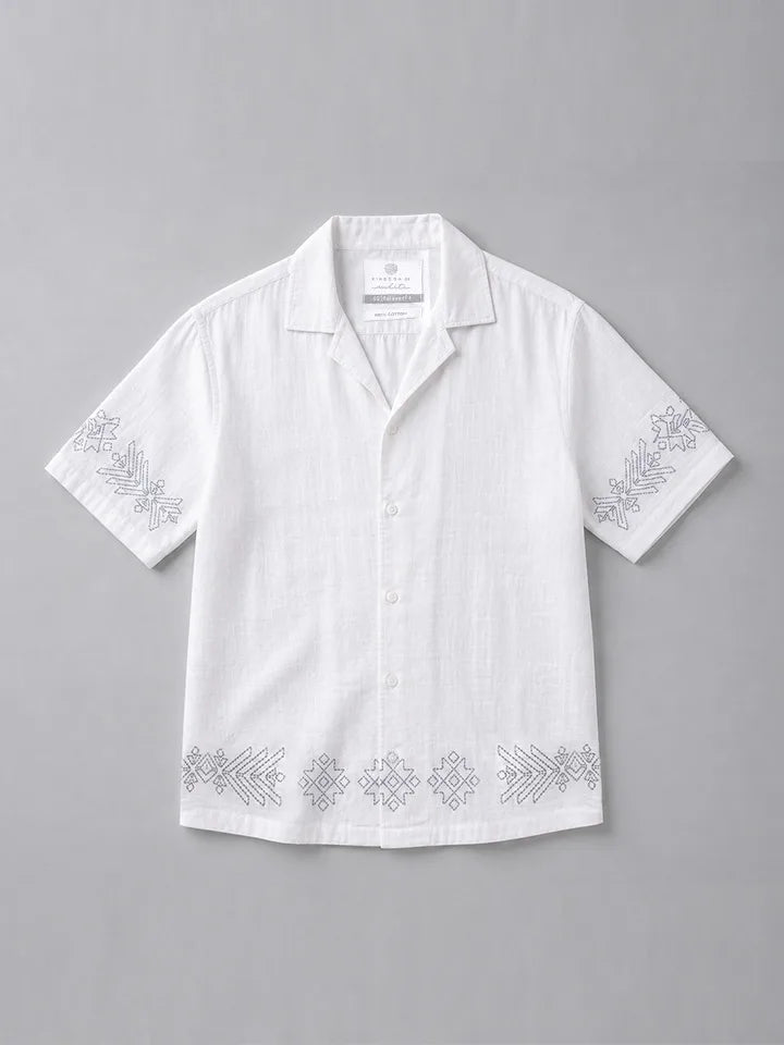 Mykonos 100% Cotton White Printed T-Shirt
