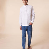 Mandarin Collar Cotton Shirt - Root In
