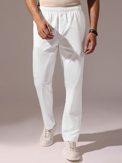 Brisk White 100% Cotton Joggers