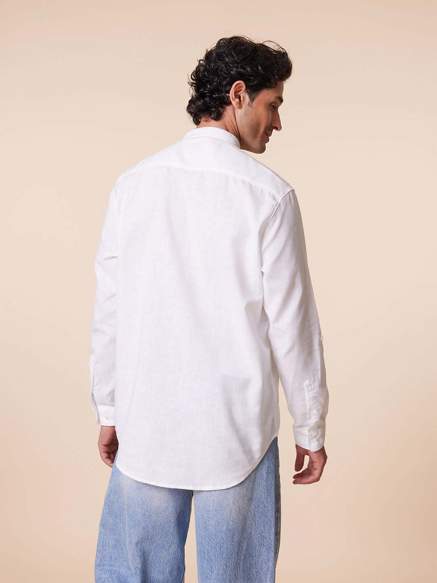 Loop-Style Placket White Shirt - Vistrit