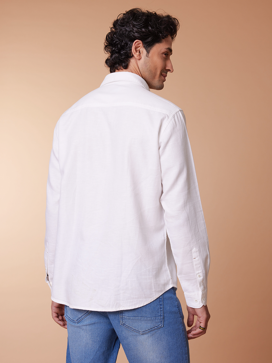 Front Pleated Cotton Linen White Shirt - Koro