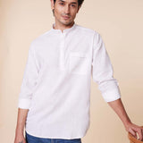Mandarin Collar Cotton Shirt - Root In