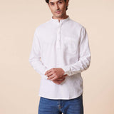 Mandarin Collar Cotton Shirt - Root In