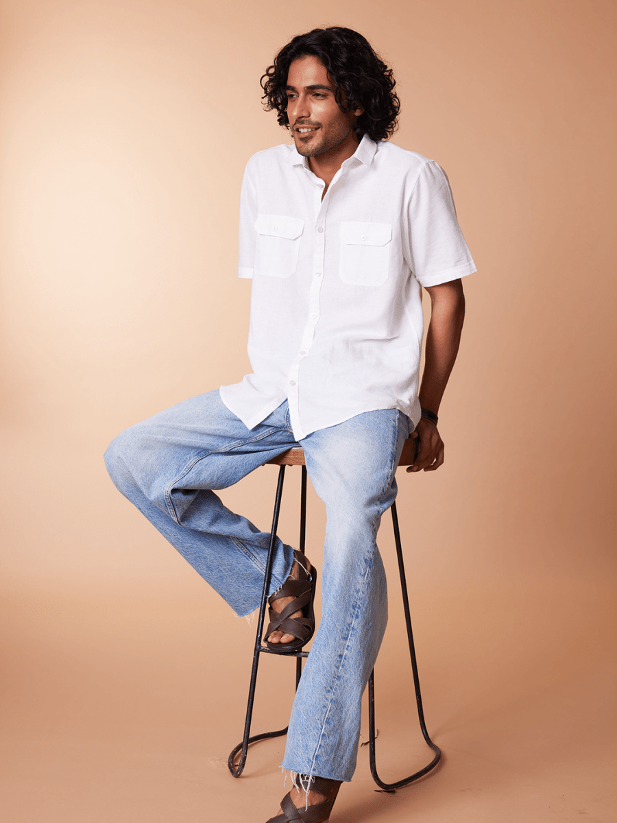 Half-sleeve Cotton Linen Shirt - Sojourn