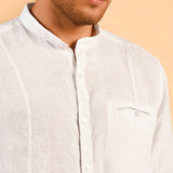 Mandarin Collar 100% Linen Shirt - Aspire