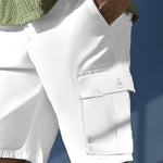Downtown White 6-Pocket Cargo Shorts