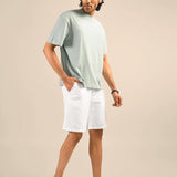 White Elasticated Cotton Blend Shorts - Shuffle