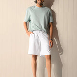 White Elasticated Cotton Blend Shorts - Shuffle