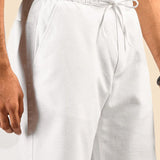 White Elasticated Cotton Blend Shorts - Shuffle