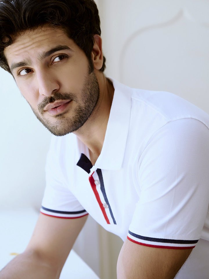 White Cotton Polo T-Shirt - Converge