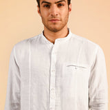 Mandarin Collar 100% Linen Shirt - Aspire