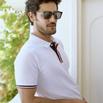 White Cotton Polo T-Shirt - Converge
