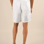 White Elasticated Cotton Blend Shorts - Shuffle