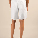 White Elasticated Cotton Blend Shorts - Shuffle