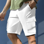 Downtown White 6-Pocket Cargo Shorts