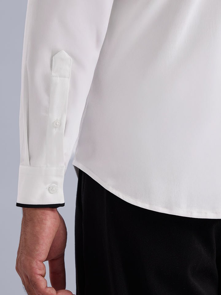 Contrast Collar White Party Shirt - Midnite