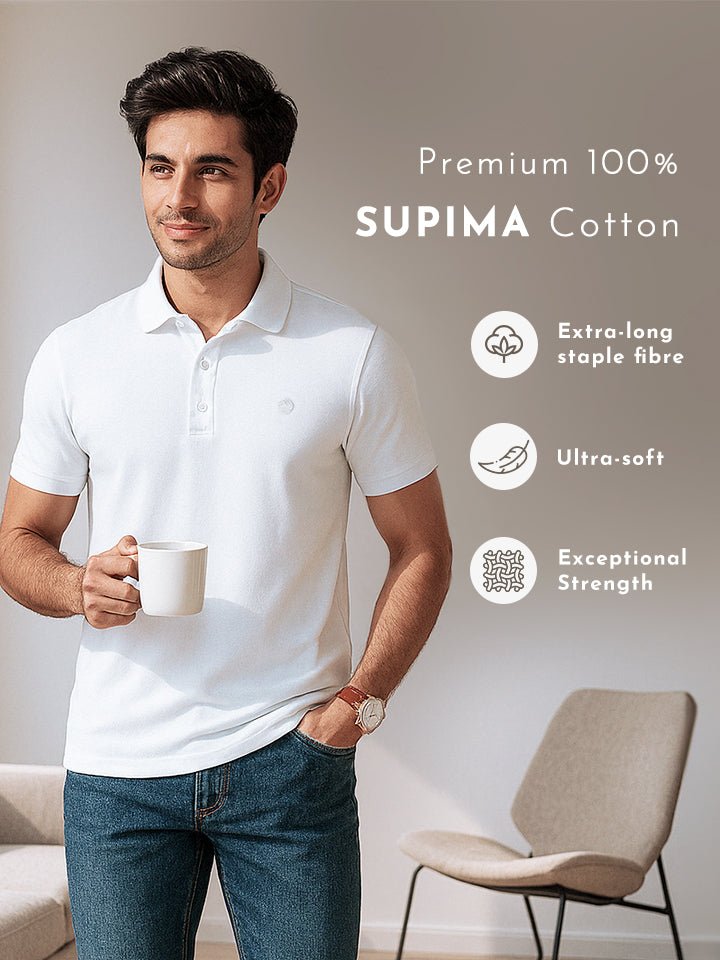 White Supima Cotton Polo T-Shirt