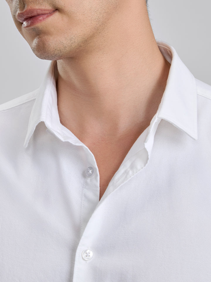 Grainy Oxford Regular Collar White Shirt - Breeze | Kingdom of White