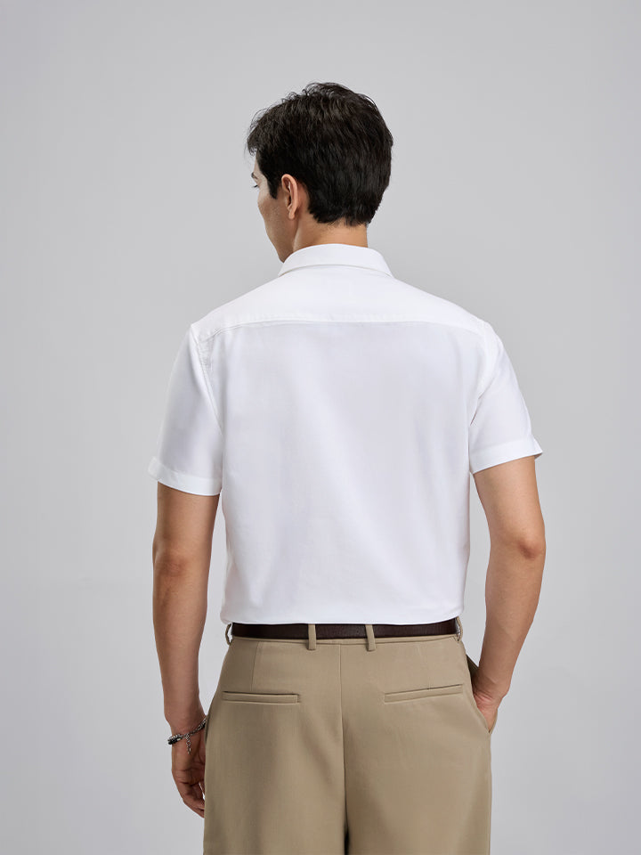 Grainy Oxford Regular Collar White Shirt - Breeze | Kingdom of White