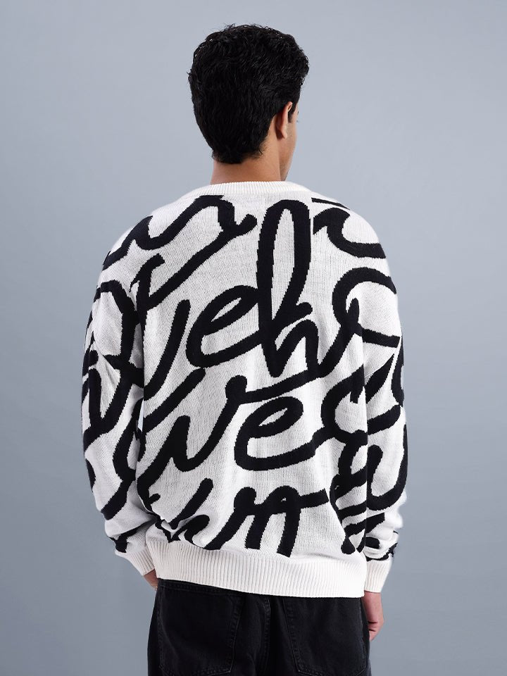 Jacquard Knitted Oversized Sweater - Cascade