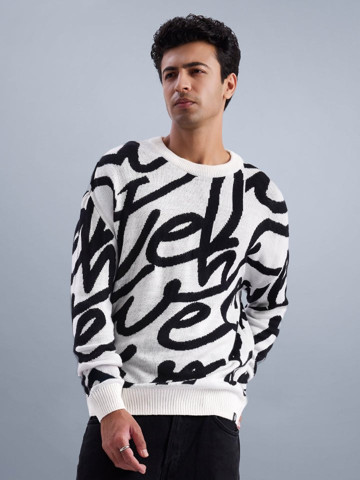 Jacquard Knitted Oversized Sweater - Cascade