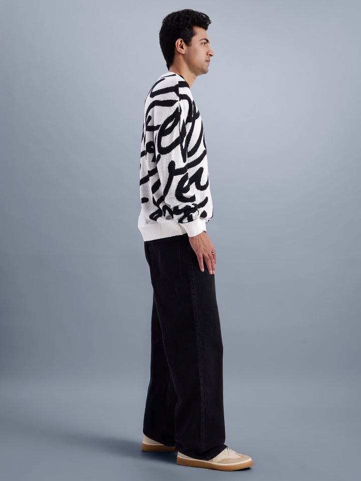 Jacquard Knitted Oversized Sweater - Cascade