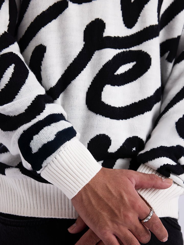 Jacquard Knitted Oversized Sweater - Cascade