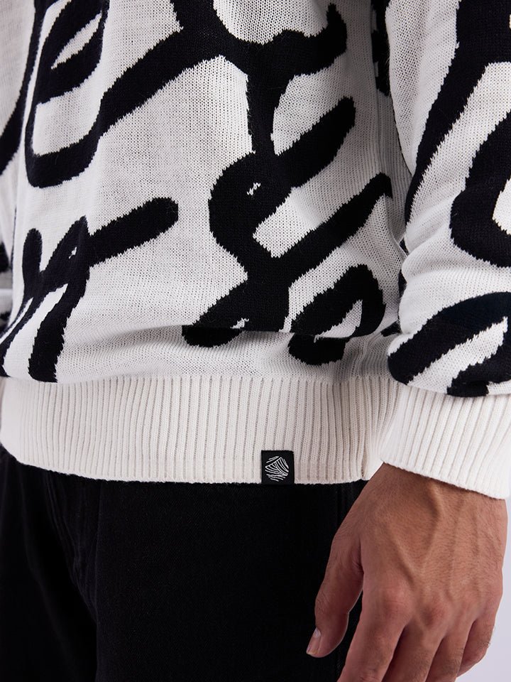 Jacquard Knitted Oversized Sweater - Cascade
