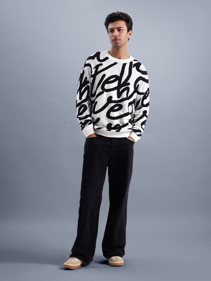 Jacquard Knitted Oversized Sweater - Cascade
