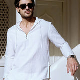 Cotton-Linen Hooded Shirt - Cocoon