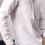 Cocoon White Linen Blend Hooded Zipper Shirt