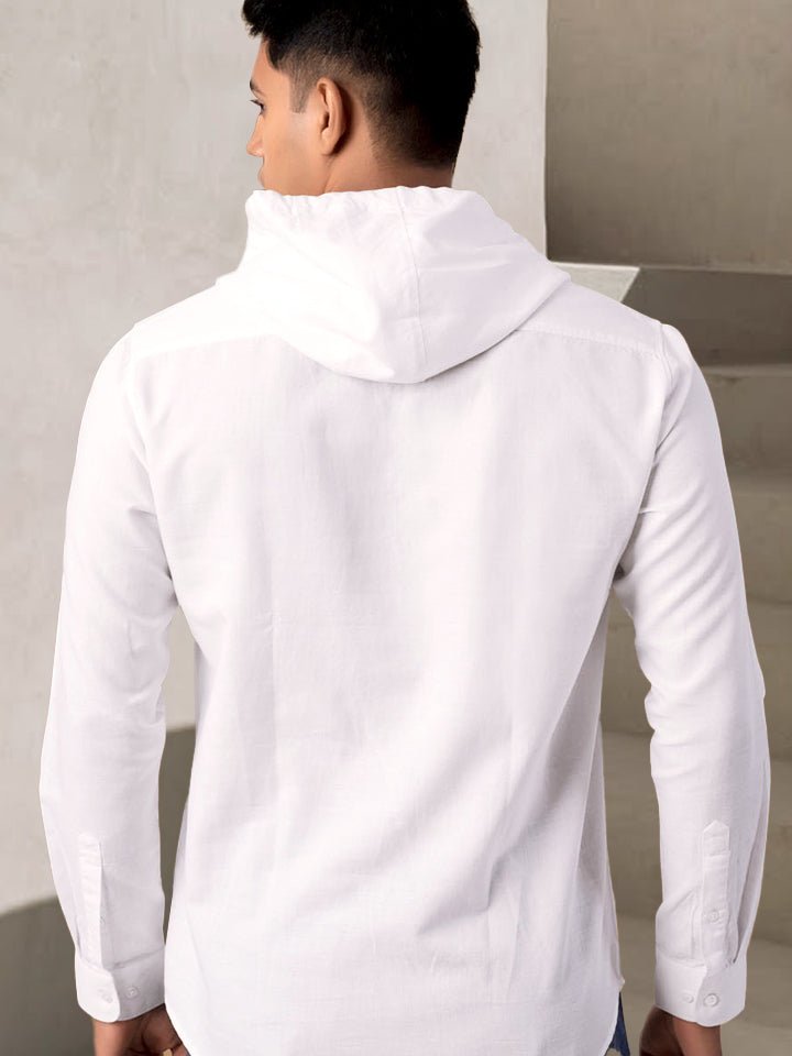 Linen Hoodie Zipper Shirt - Cocoon 