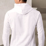 Cocoon White Linen Blend Hooded Zipper Shirt