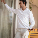 White Cotton Crew-Neck Zipper Sweatshirt - Summit