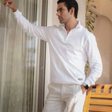 White Cotton Crew-Neck Zipper Sweatshirt - Summit