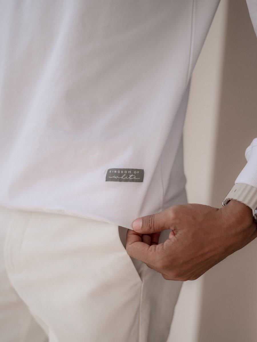 White Cotton Crew-Neck Zipper Sweatshirt - Summit