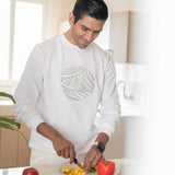 White Full-Sleeve Cotton Crew Neck T-Shirt - Emblem